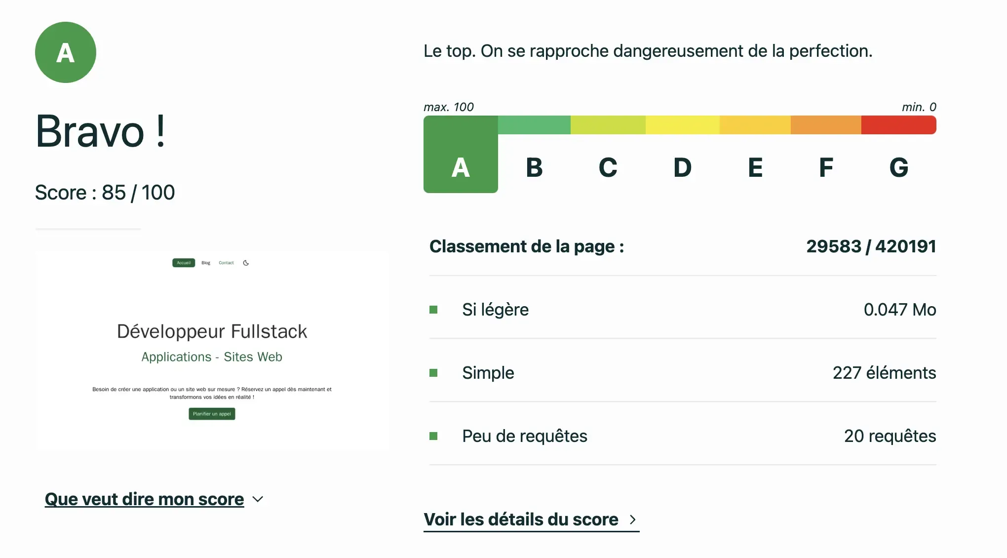 Rapport EcoIndex