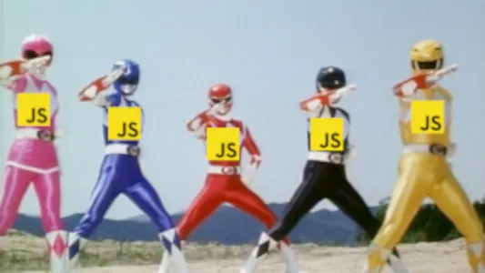 Les power rangers avec un logo JavaScript