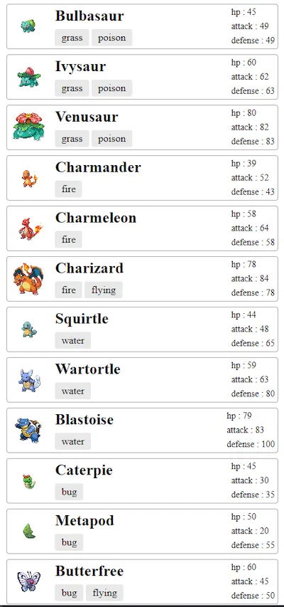 Liste des pokémon